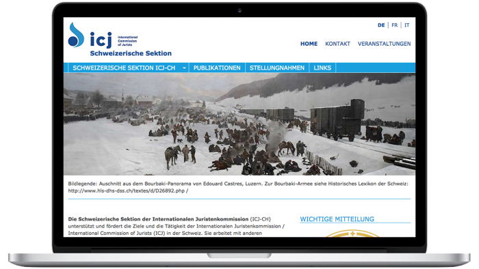 Illustration: verbands.net-Website für Schweizer Juristenkommission-Sektion